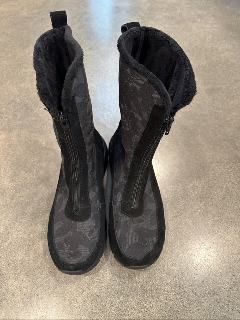Lands’ End Black Women's Mid-Calf Zip Winter Boots
